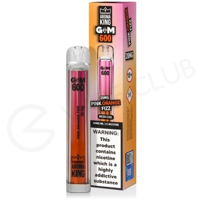Pink Orange Fizz Aroma King Gem 600 Disposable Vape