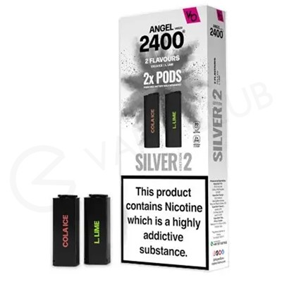 Silver Edition 2 Vapes Bars Angel 2400 Prefilled Pods