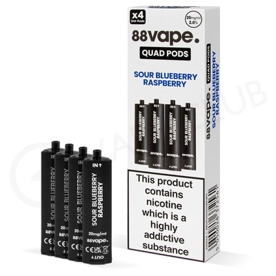 Sour Blue Raspberry 88Vape Quad Prefilled Pods