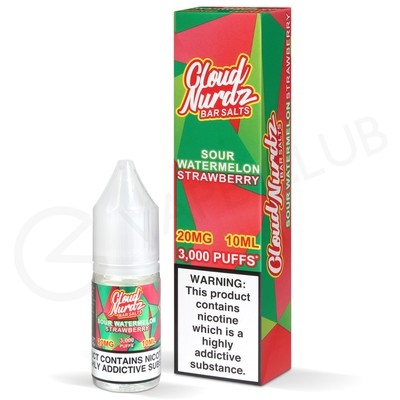 Sour Watermelon Strawberry Nic Salt E-Liquid by Cloud Nurdz Bar Salts