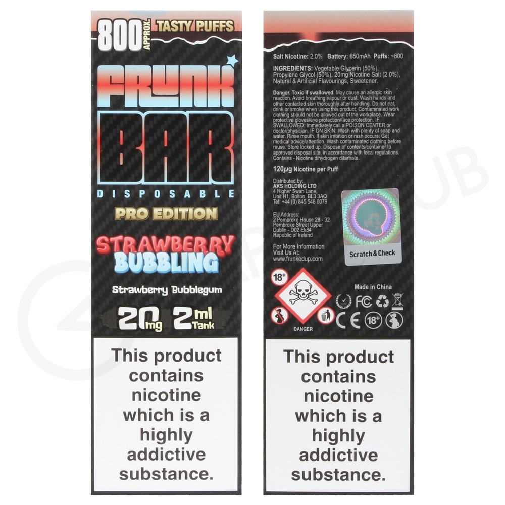 Strawberry Bubbling Frunk Bar Pro Disposable Vape