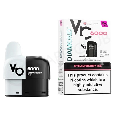 Strawberry Ice Vapes Bars Diamond 6000 Refill Pack