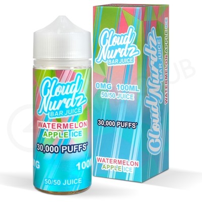 Watermelon Apple Ice Shortfill E-Liquid by Cloud Nurdz Bar Juice 100ml